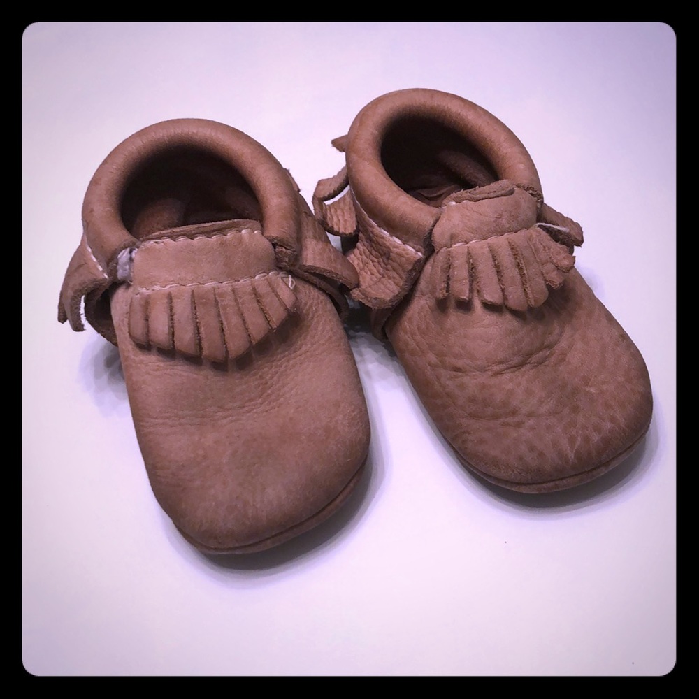 Freshly picked baby moccasins tan sz 3